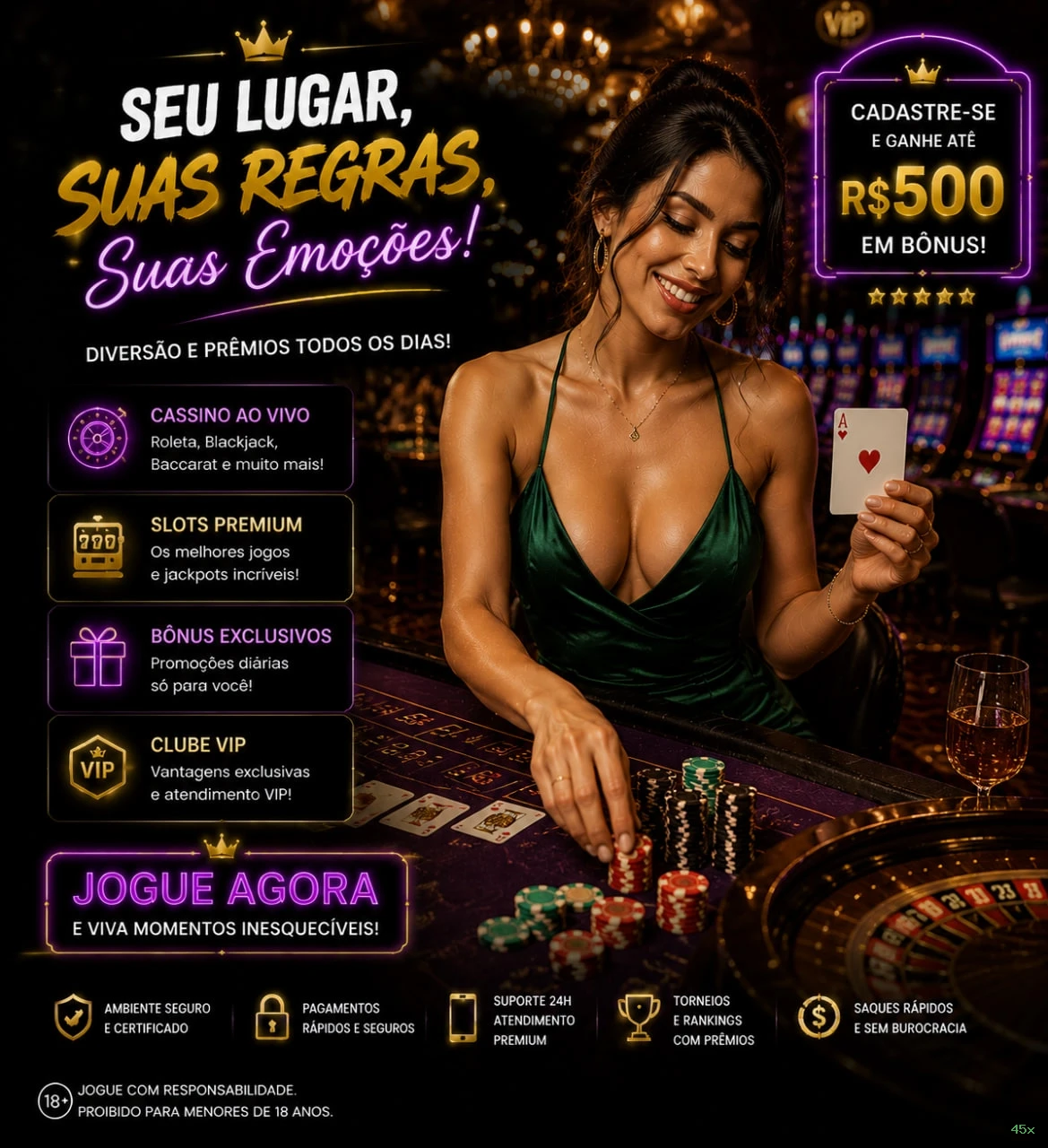 Controles de paJogonto e BRL em 45x